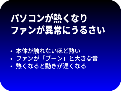 パソコンが熱くなりファンが異常にうるさい