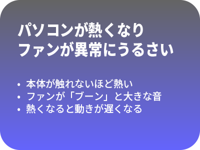 パソコンが熱くなりファンが異常にうるさい
